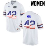 Women's Florida Gators #42 Keanu Neal NCAA Nike White USA Flag Fashion Authentic Stitched College Football Jersey HGS1862KC